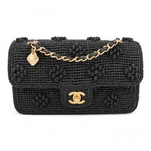 Chanel Raffia Flap Bag (Black, GHW)